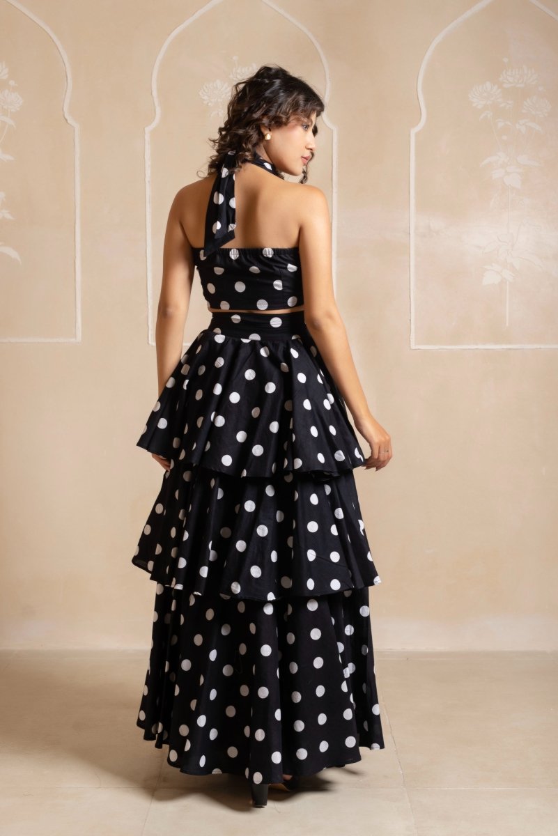 RANG MALHAAR BLACK POLKA DOT CO - ORD SET - Pomcha Jaipur
