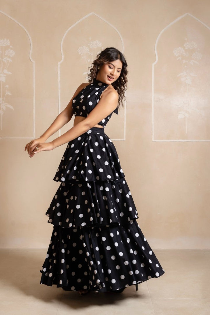 RANG MALHAAR BLACK POLKA DOT CO - ORD SET - Pomcha Jaipur