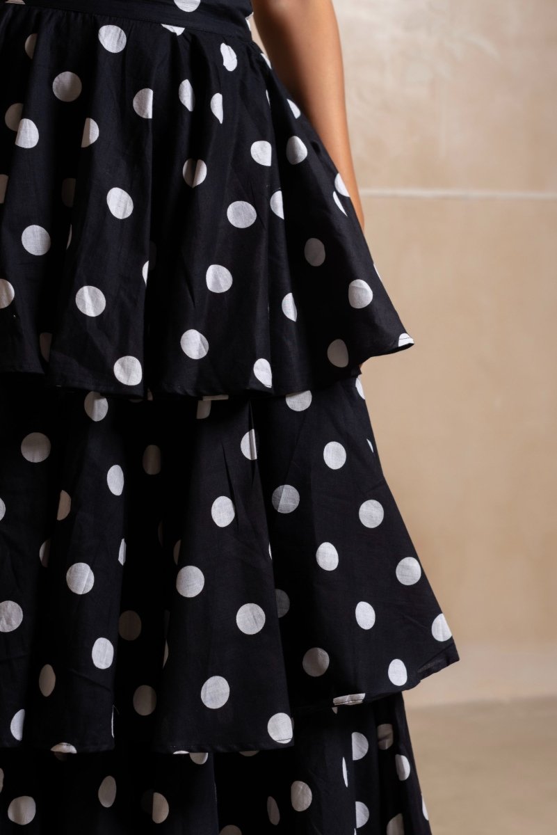 RANG MALHAAR BLACK POLKA DOT CO - ORD SET - Pomcha Jaipur