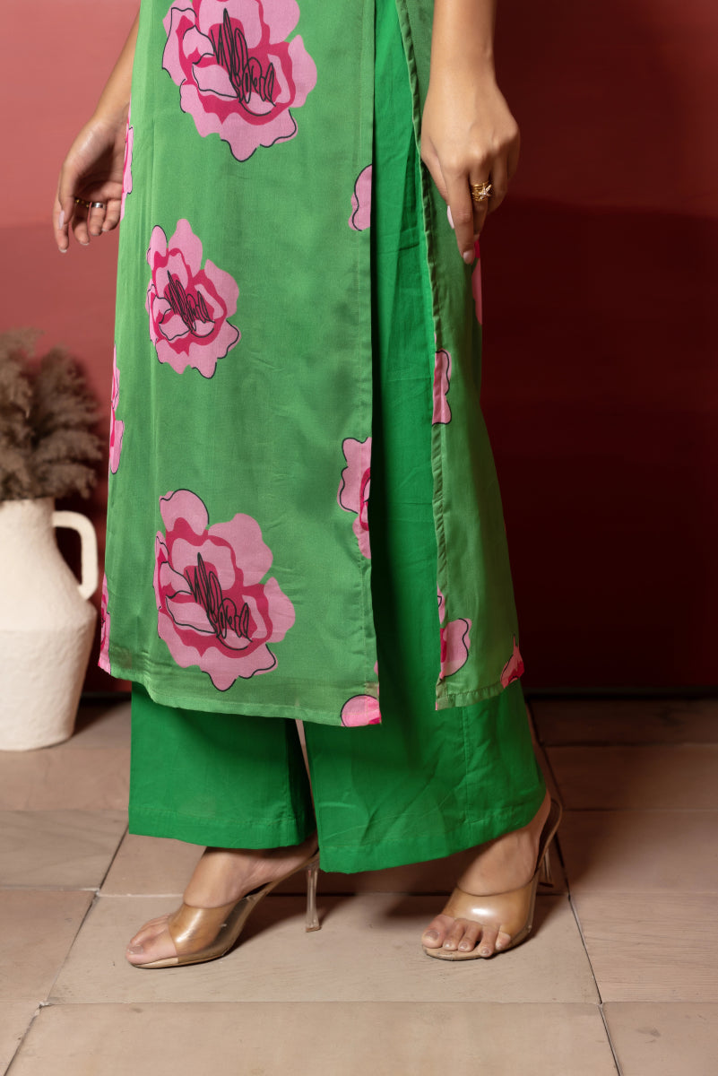 RANG MALHAAR GREEN CARNATION ORGANZA CO - ORD SET - Pomcha Jaipur