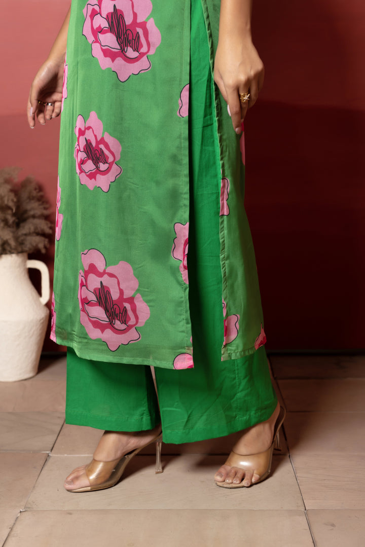RANG MALHAAR GREEN CARNATION ORGANZA CO - ORD SET - Pomcha Jaipur