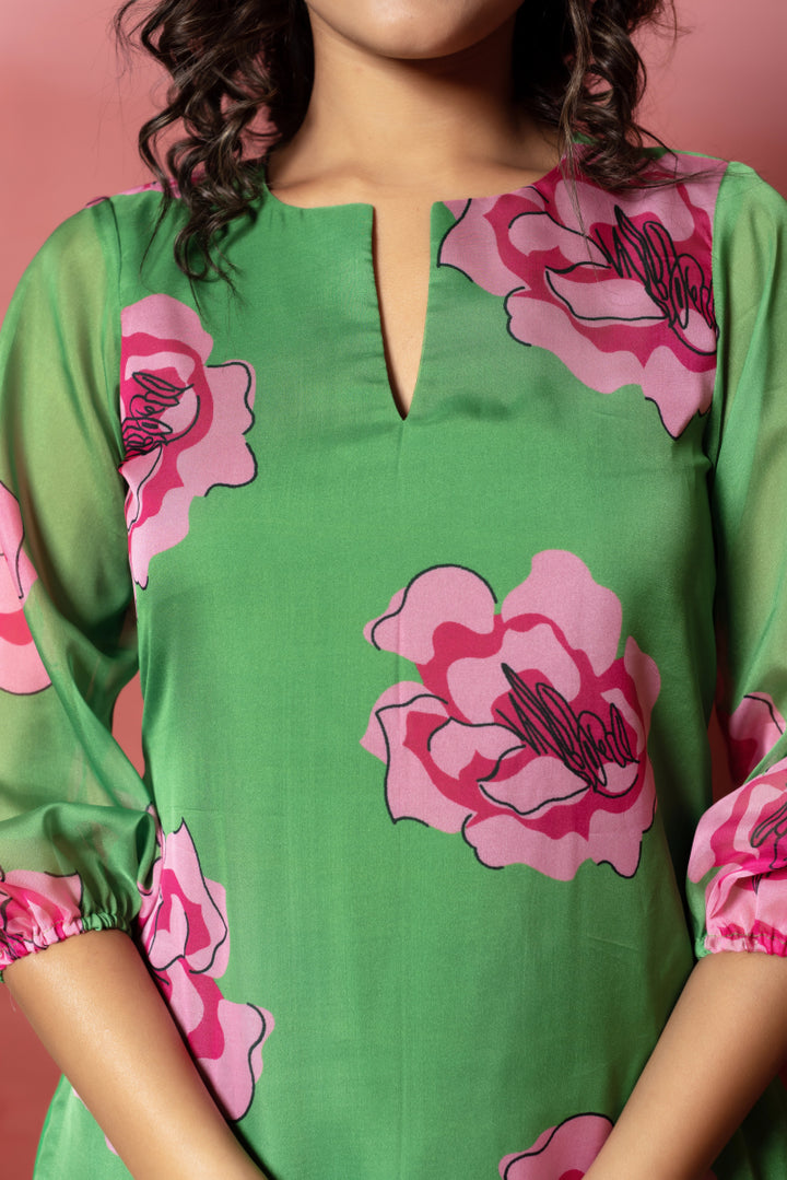 RANG MALHAAR GREEN CARNATION ORGANZA CO - ORD SET - Pomcha Jaipur