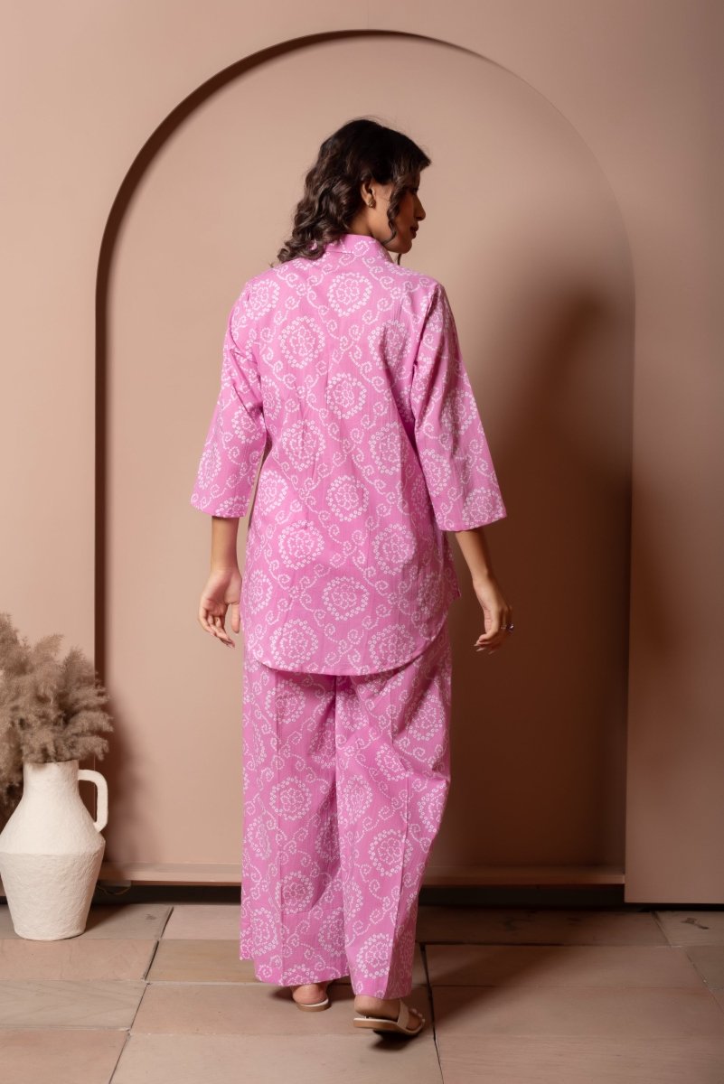 RANG MALHAAR LIGHT PINK BANDHEJ COTTON CO - ORD SET - Pomcha Jaipur