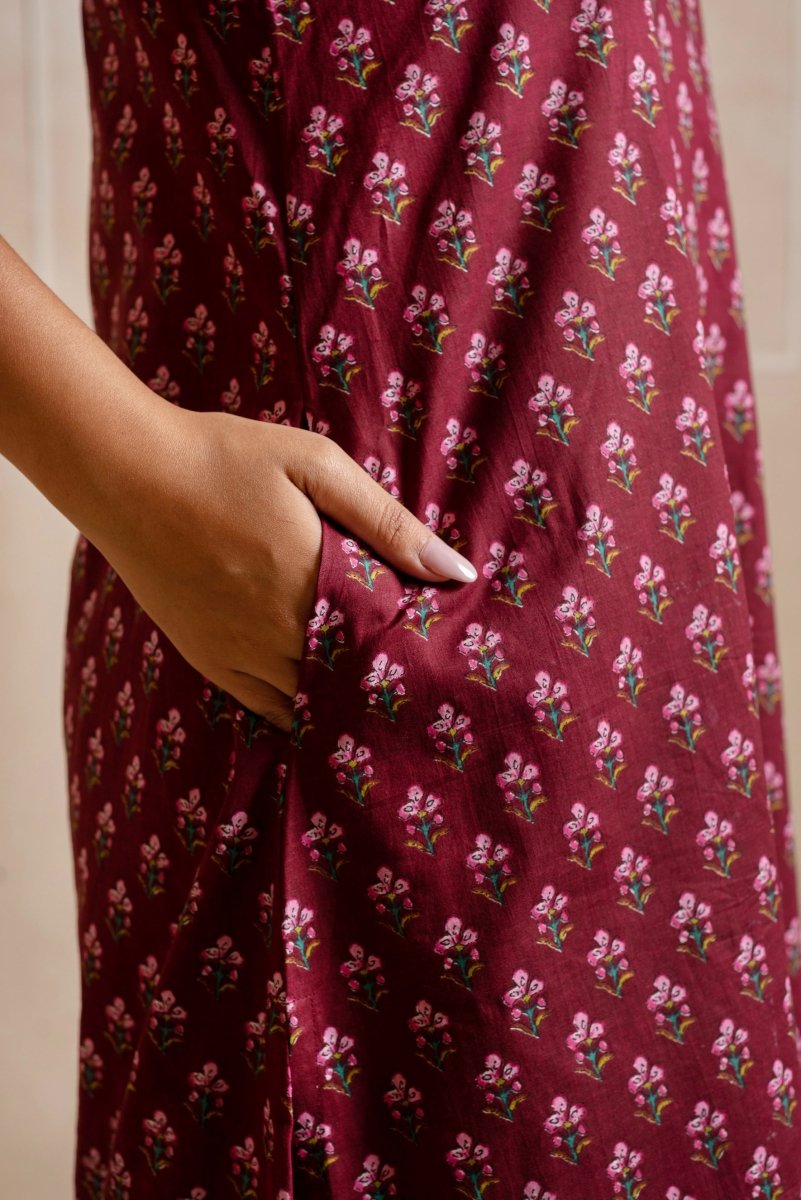 RANG MALHAAR MULBERRY PURPLE HAND BLOCK COTTON CO - ORD SET - Pomcha Jaipur