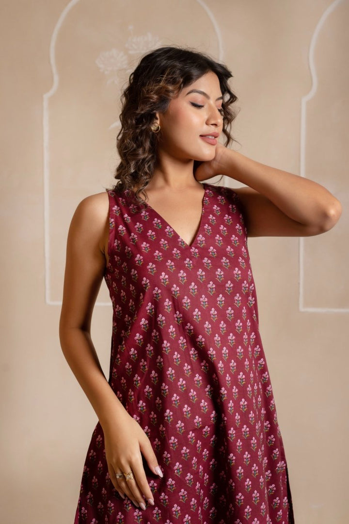 RANG MALHAAR MULBERRY PURPLE HAND BLOCK COTTON CO - ORD SET - Pomcha Jaipur