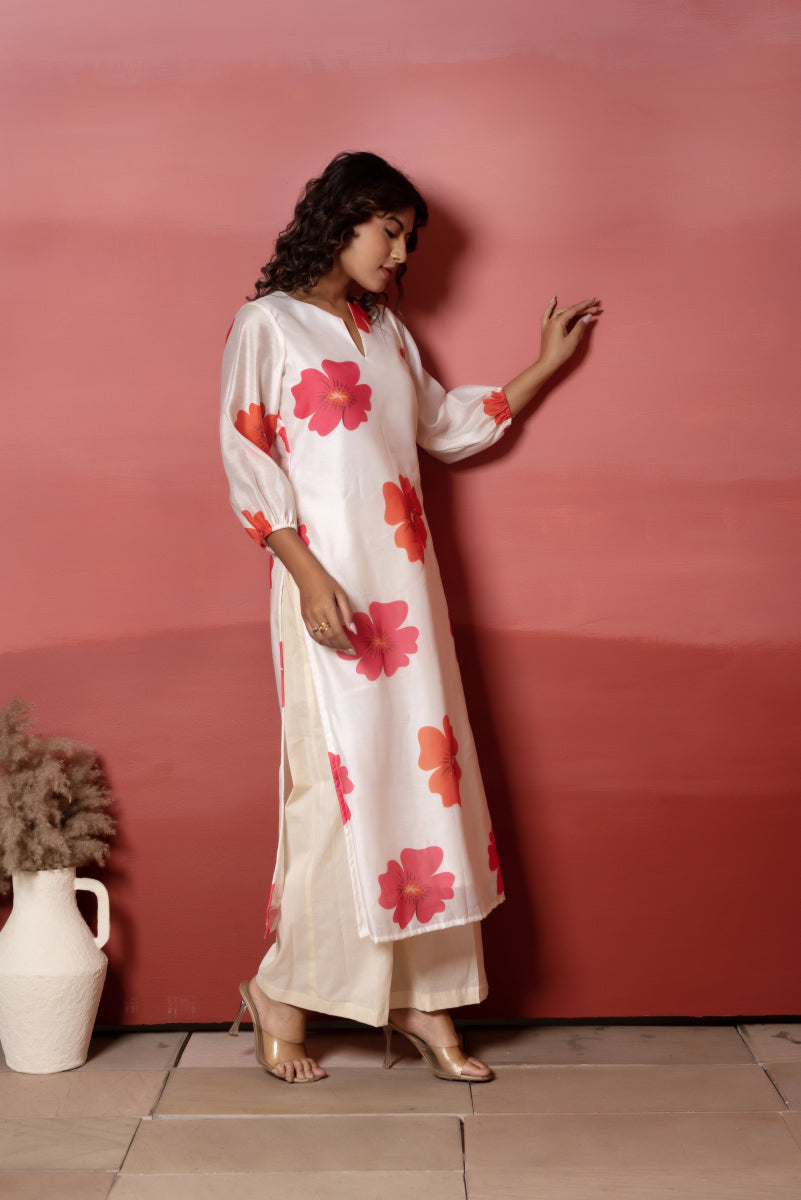RANG MALHAAR OFF WHITE CARNATION ORGANZA CO - ORD SET - Pomcha Jaipur