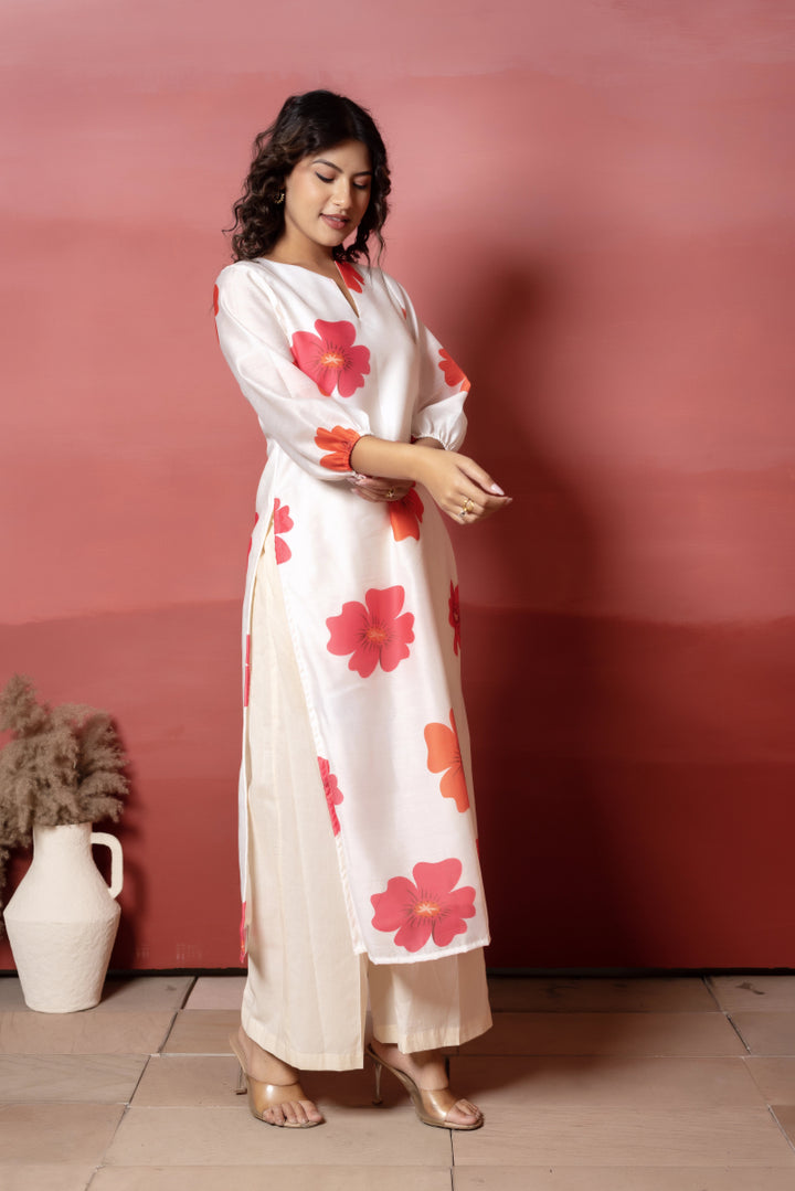 RANG MALHAAR OFF WHITE CARNATION ORGANZA CO - ORD SET - Pomcha Jaipur