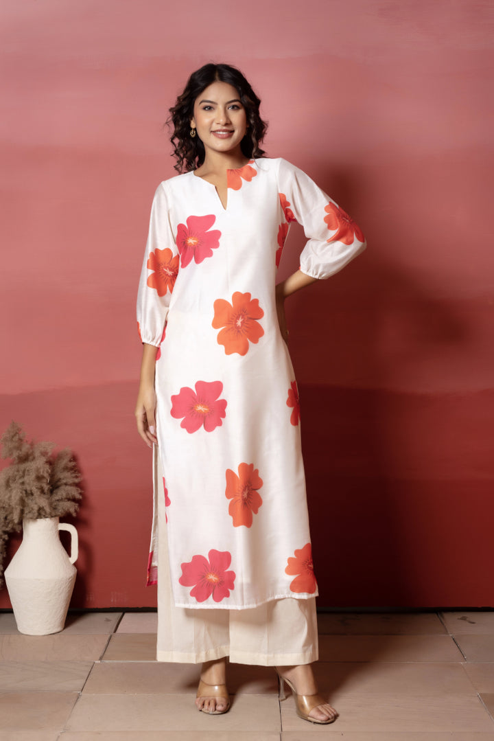 RANG MALHAAR OFF WHITE CARNATION ORGANZA CO - ORD SET - Pomcha Jaipur