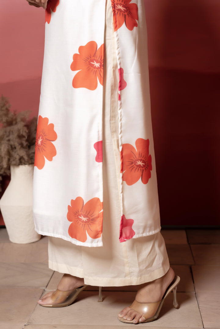 RANG MALHAAR OFF WHITE CARNATION ORGANZA CO - ORD SET - Pomcha Jaipur