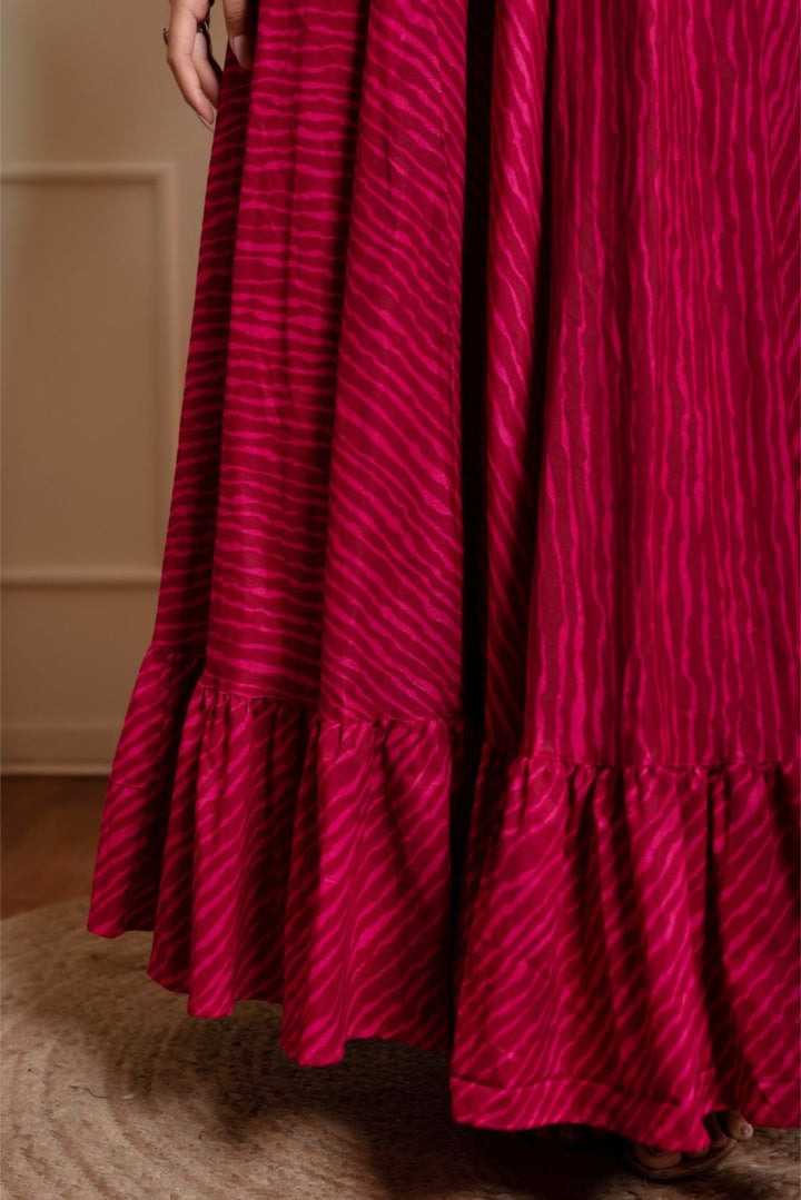 RANG MALHAAR PINK LEHERIYA COTTON SKIRT - Pomcha Jaipur