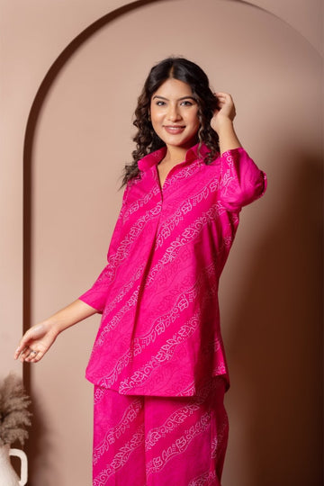 RANG MALHAAR RAANI PINK BANDHEJ COTTON CO - ORD SET - Pomcha Jaipur