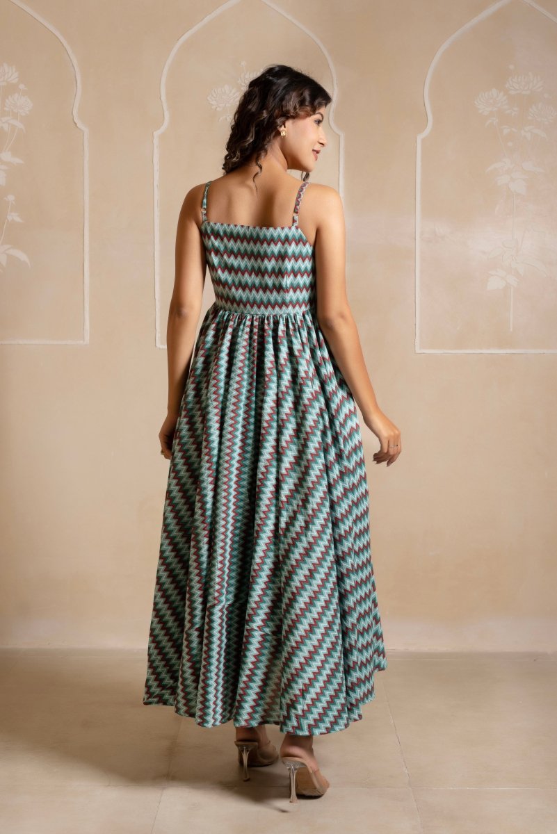 RANG MALHAAR SIYA BLUE COTTON DRESS - Pomcha Jaipur