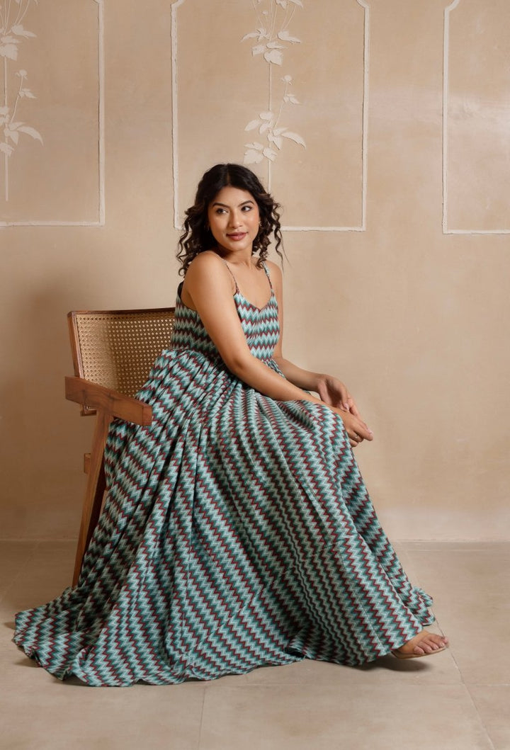 RANG MALHAAR SIYA BLUE COTTON DRESS - Pomcha Jaipur