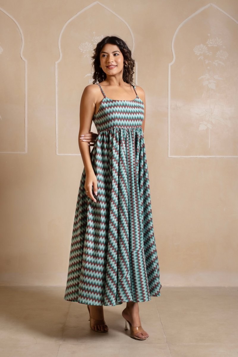 RANG MALHAAR SIYA BLUE COTTON DRESS - Pomcha Jaipur