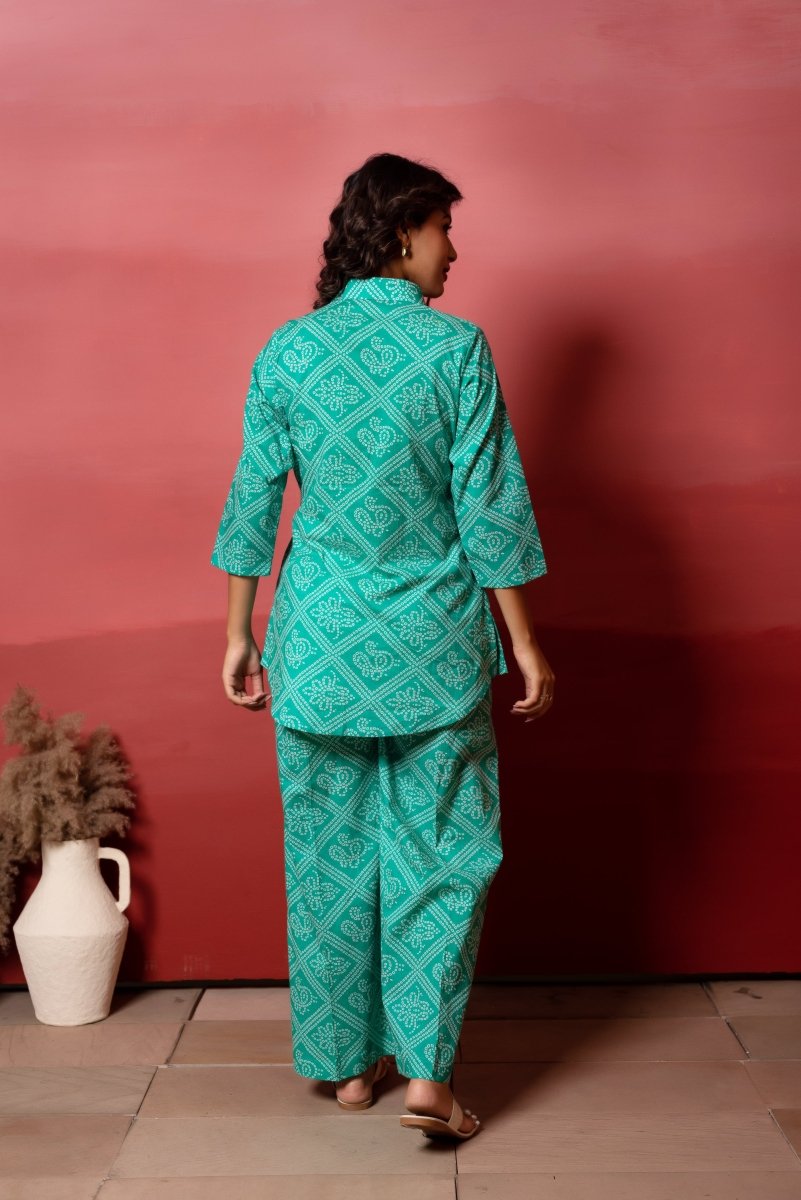 RANG MALHAAR TIFFNY BLUE BANDHEJ COTTON C0 - ORD SET - Pomcha Jaipur