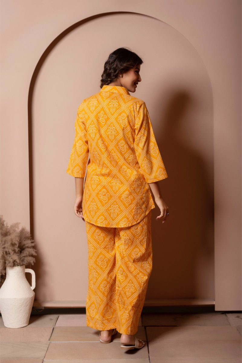RANG MALHAAR YELLOW BANDHEJ COTTON CO - ORD SET - Pomcha Jaipur