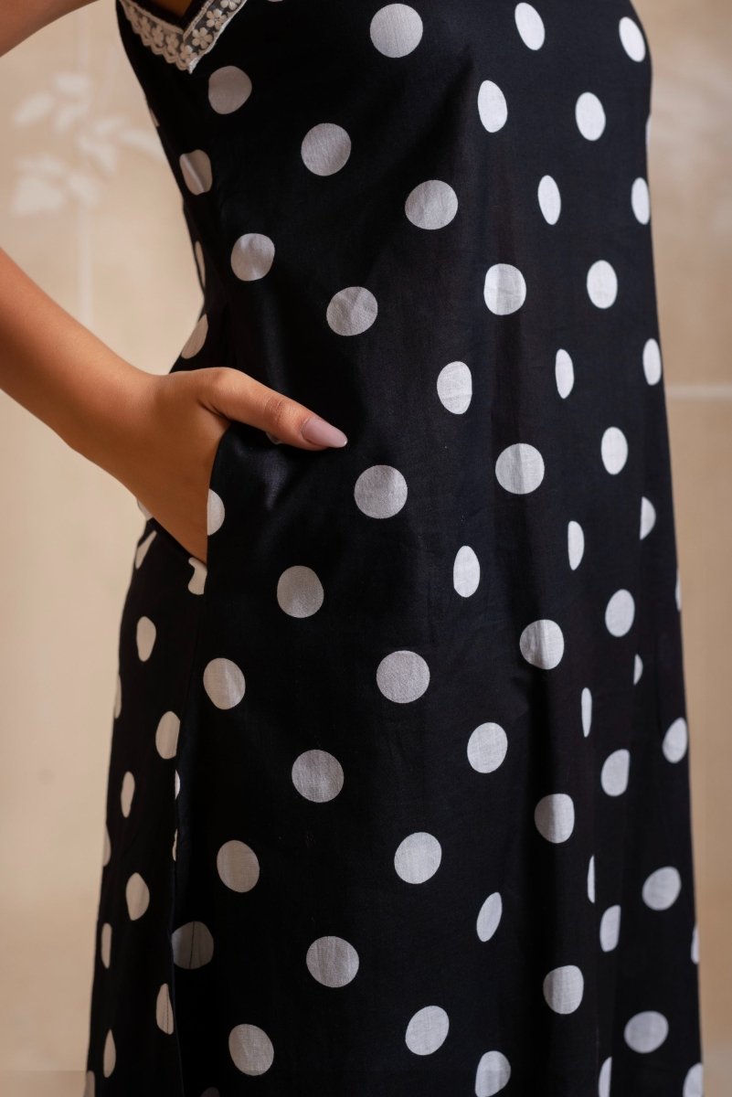 RANG MALHAR POLKA DOT COTTON EMBROIDERY CO - ORD SET - Pomcha Jaipur