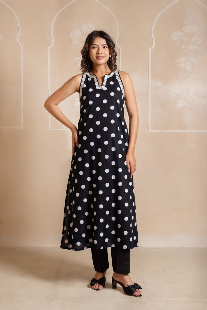 RANG MALHAR POLKA DOT COTTON EMBROIDERY CO - ORD SET - Pomcha Jaipur