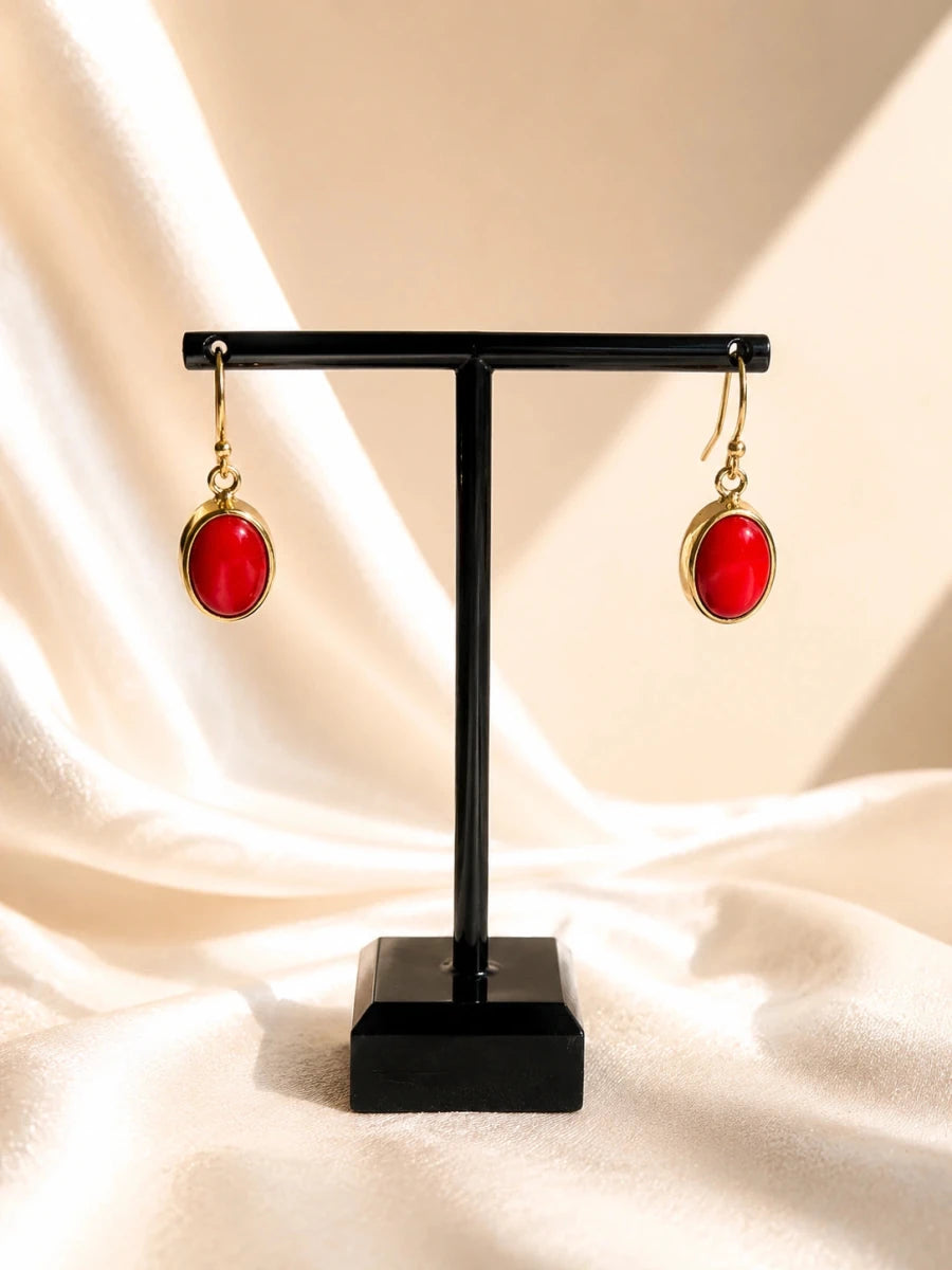 RED GLOW DROP EARRINGS - Pomcha Jaipur