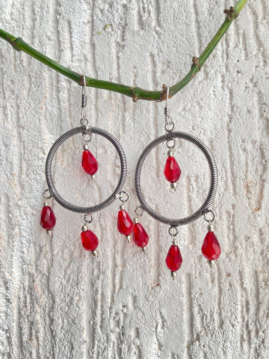 RED PEARL HOOP EARRING - Pomcha Jaipur