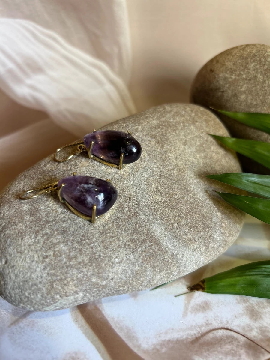 ROYAL VOILET DROP EARRINGS - Pomcha Jaipur