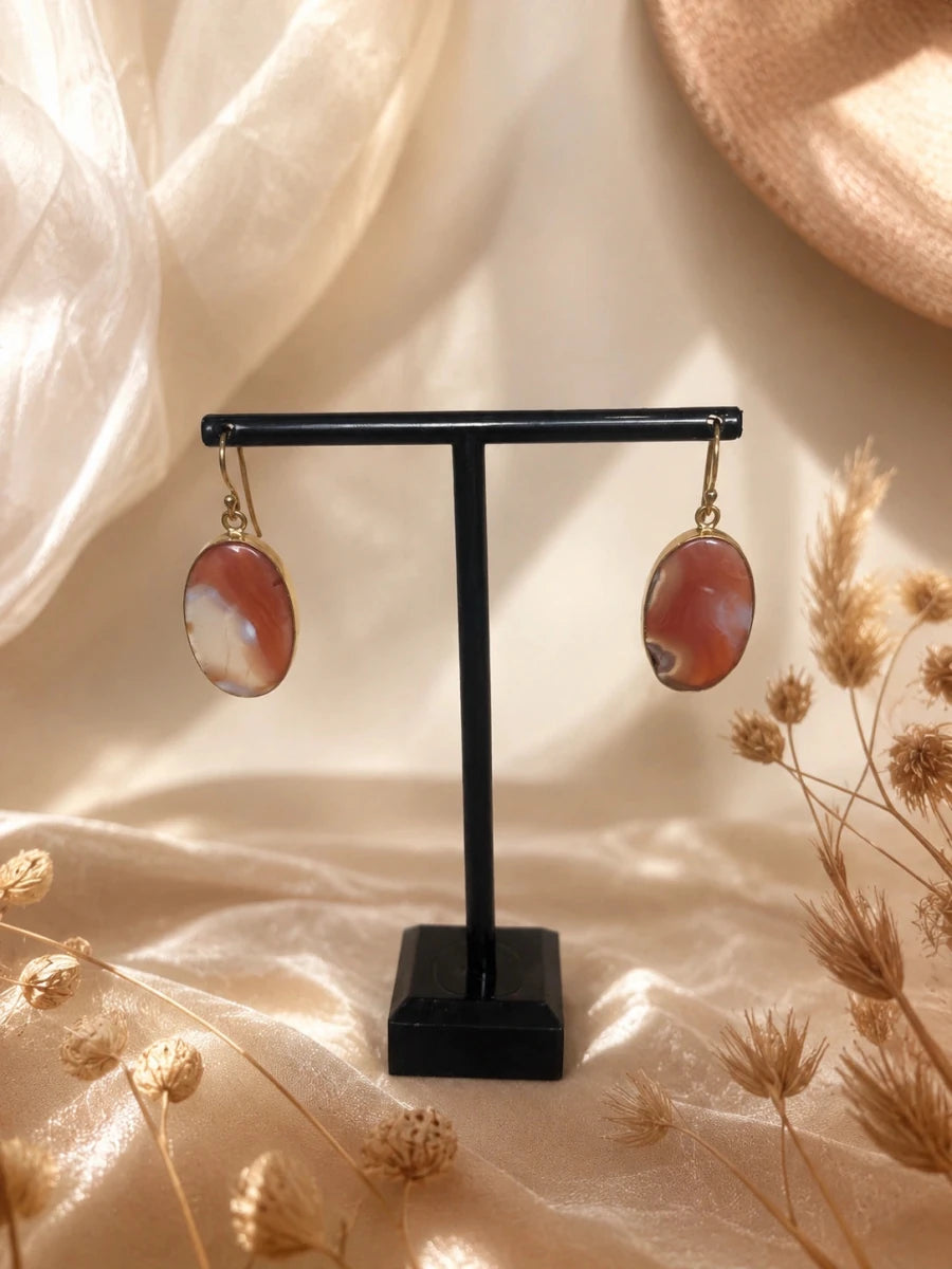 RUST ORANGE DROP EARRINGS - Pomcha Jaipur