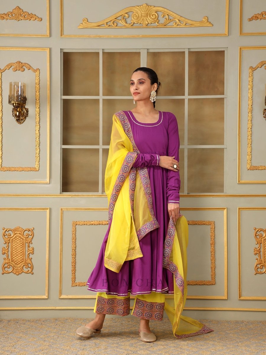 SAADGI BAGNI LACE ANARKALI SET - Pomcha Jaipur