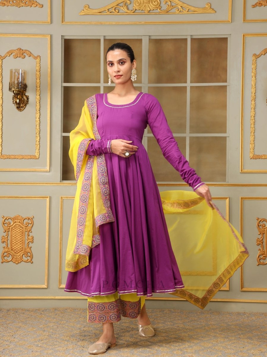 SAADGI BAGNI LACE ANARKALI SET - Pomcha Jaipur