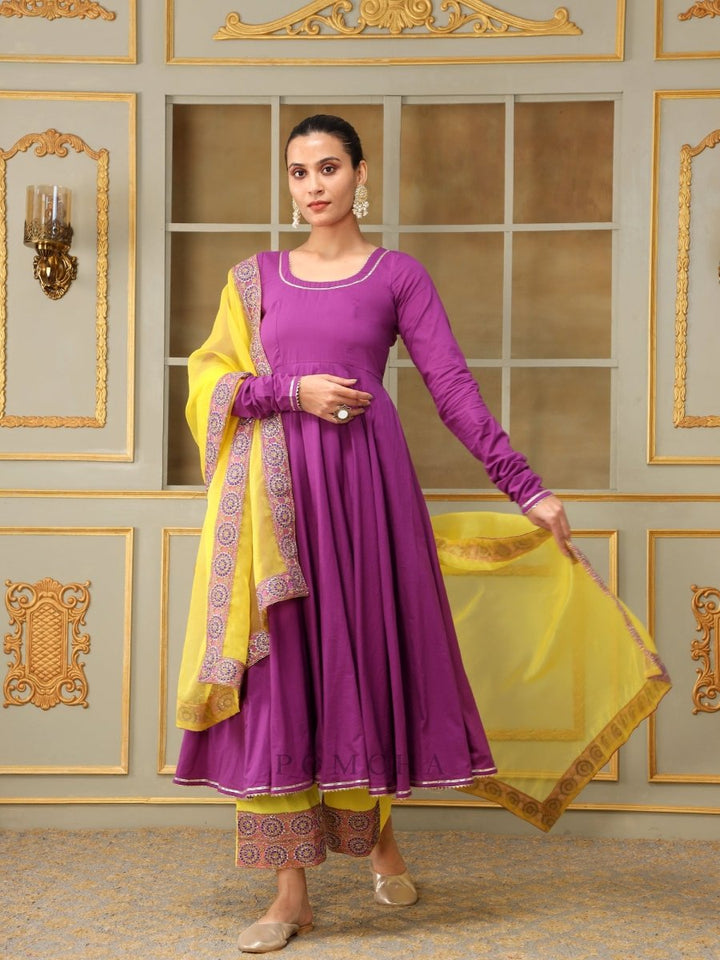 SAADGI BAGNI LACE ANARKALI SET - Pomcha Jaipur
