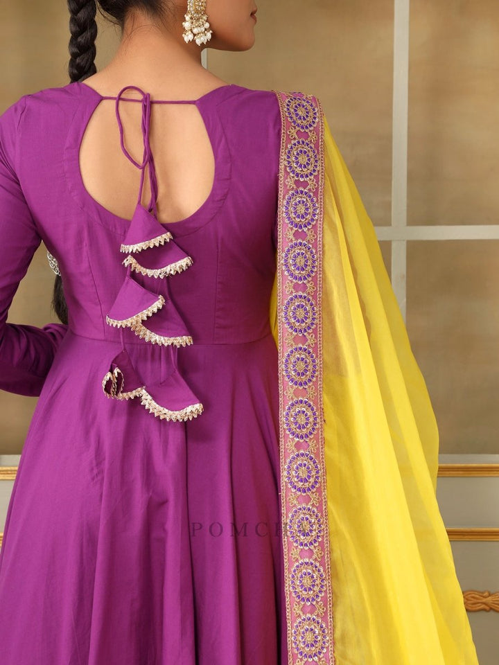 SAADGI BAGNI LACE ANARKALI SET - Pomcha Jaipur