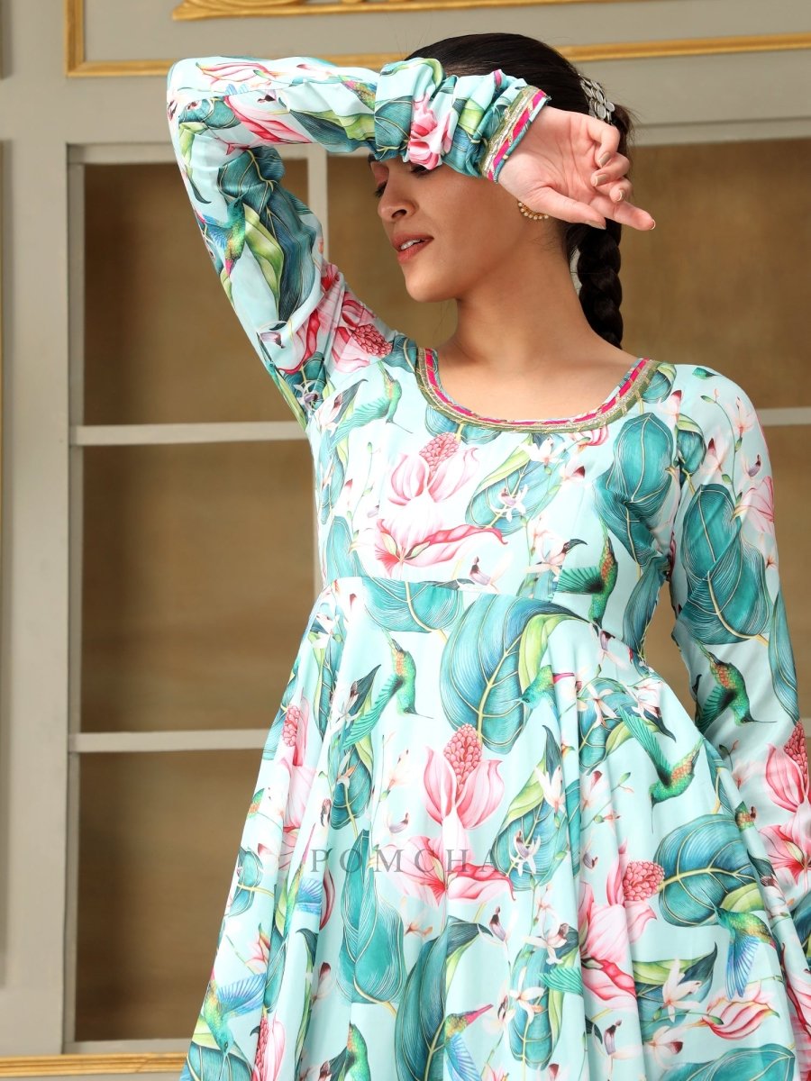 SAADGI PALM LEAF ANARKALI SET - Pomcha Jaipur