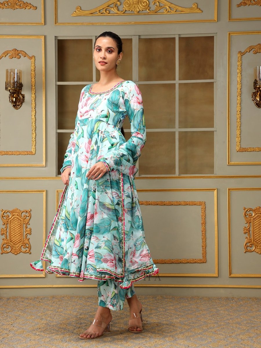 SAADGI PALM LEAF ANARKALI SET - Pomcha Jaipur