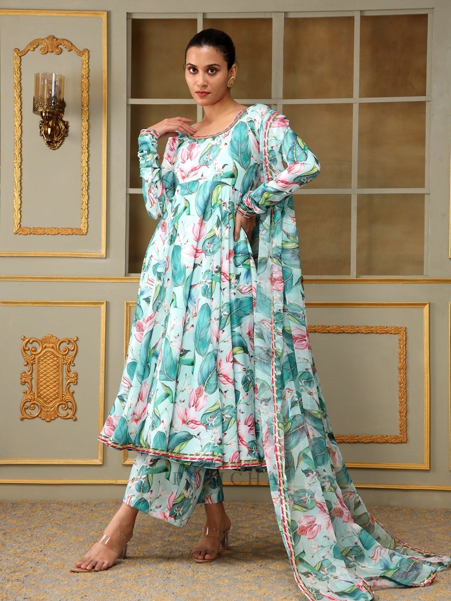 SAADGI PALM LEAF ANARKALI SET - Pomcha Jaipur