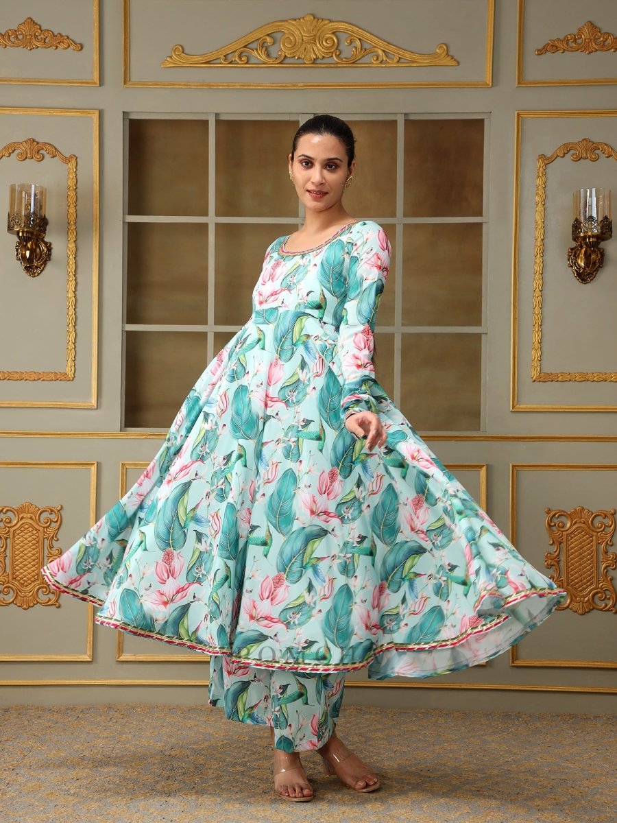 SAADGI PALM LEAF ANARKALI SET - Pomcha Jaipur