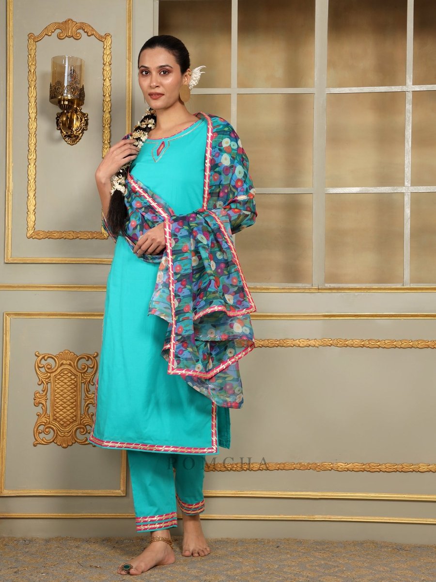 SAADGI PHULWARI STRAIGHT SUIT SET - Pomcha Jaipur