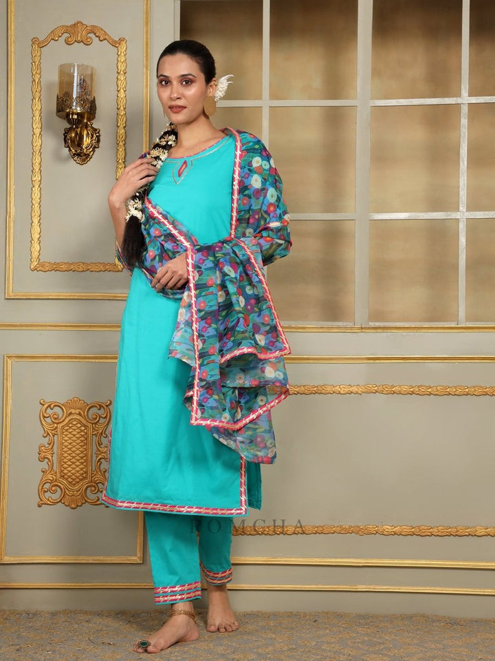 SAADGI PHULWARI STRAIGHT SUIT SET - Pomcha Jaipur