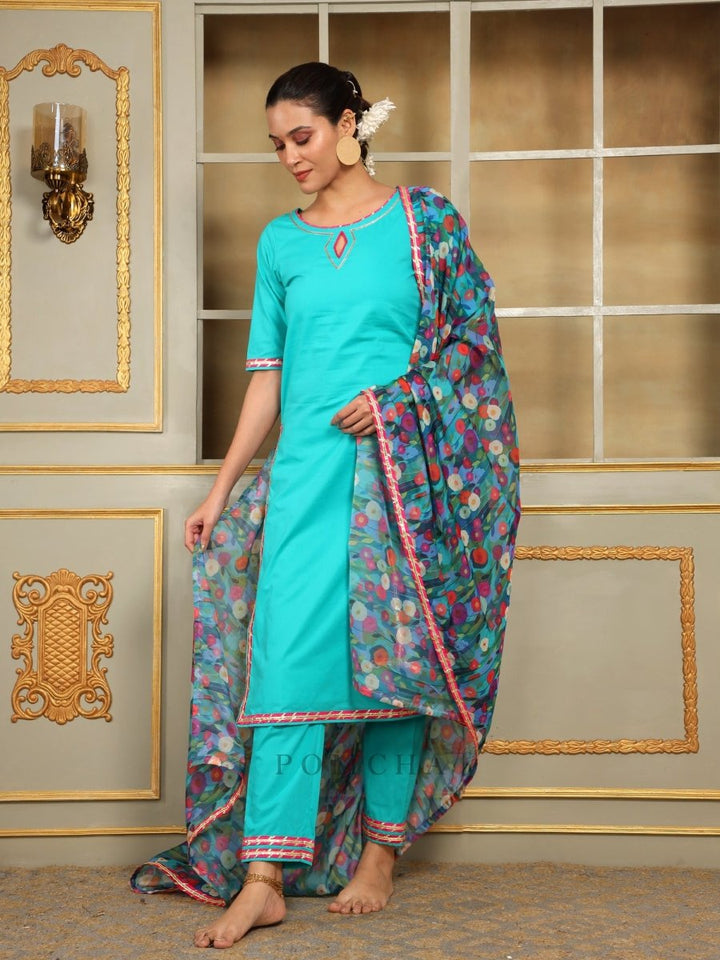 SAADGI PHULWARI STRAIGHT SUIT SET - Pomcha Jaipur