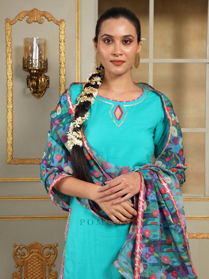 SAADGI PHULWARI STRAIGHT SUIT SET - Pomcha Jaipur