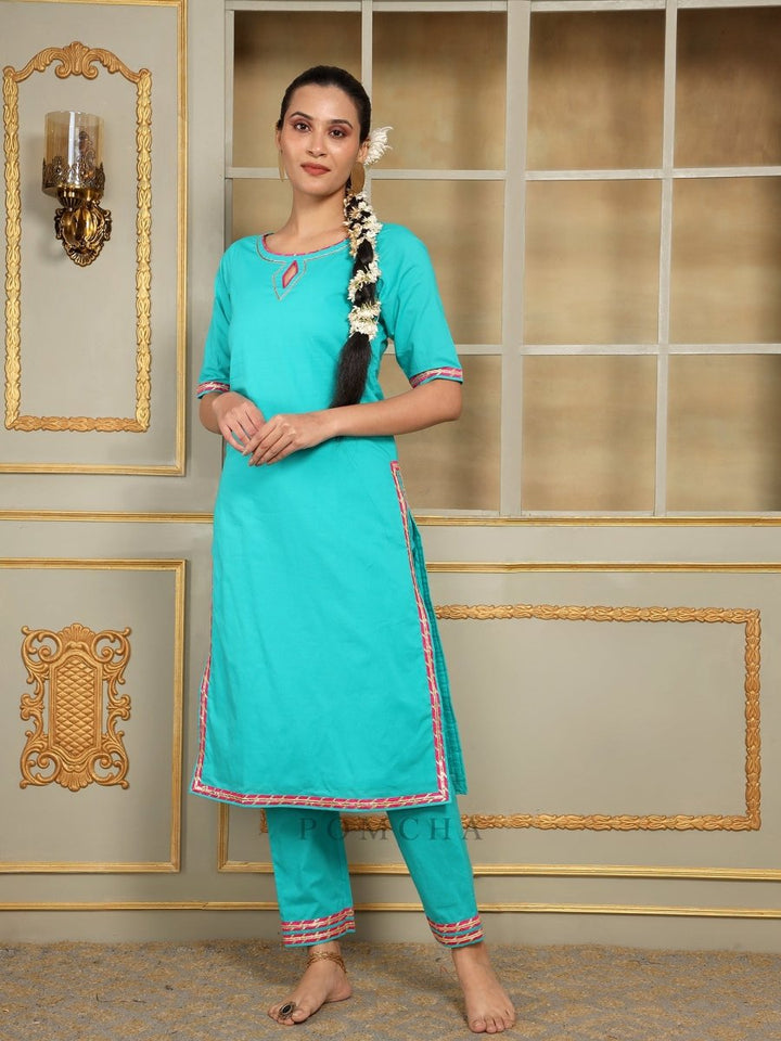 SAADGI PHULWARI STRAIGHT SUIT SET - Pomcha Jaipur