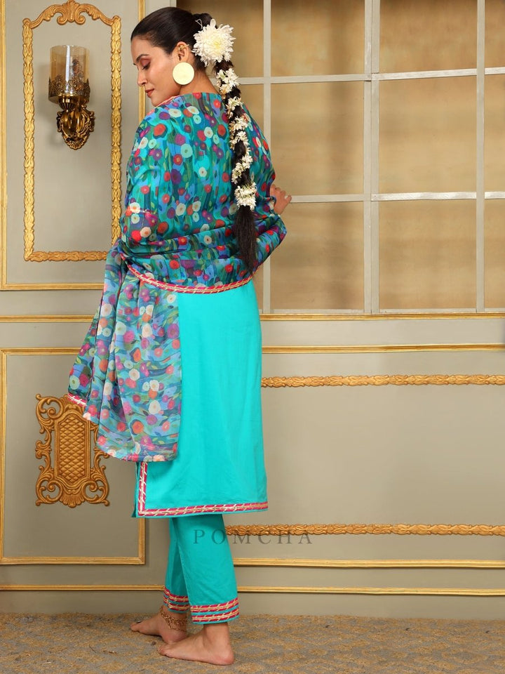 SAADGI PHULWARI STRAIGHT SUIT SET - Pomcha Jaipur