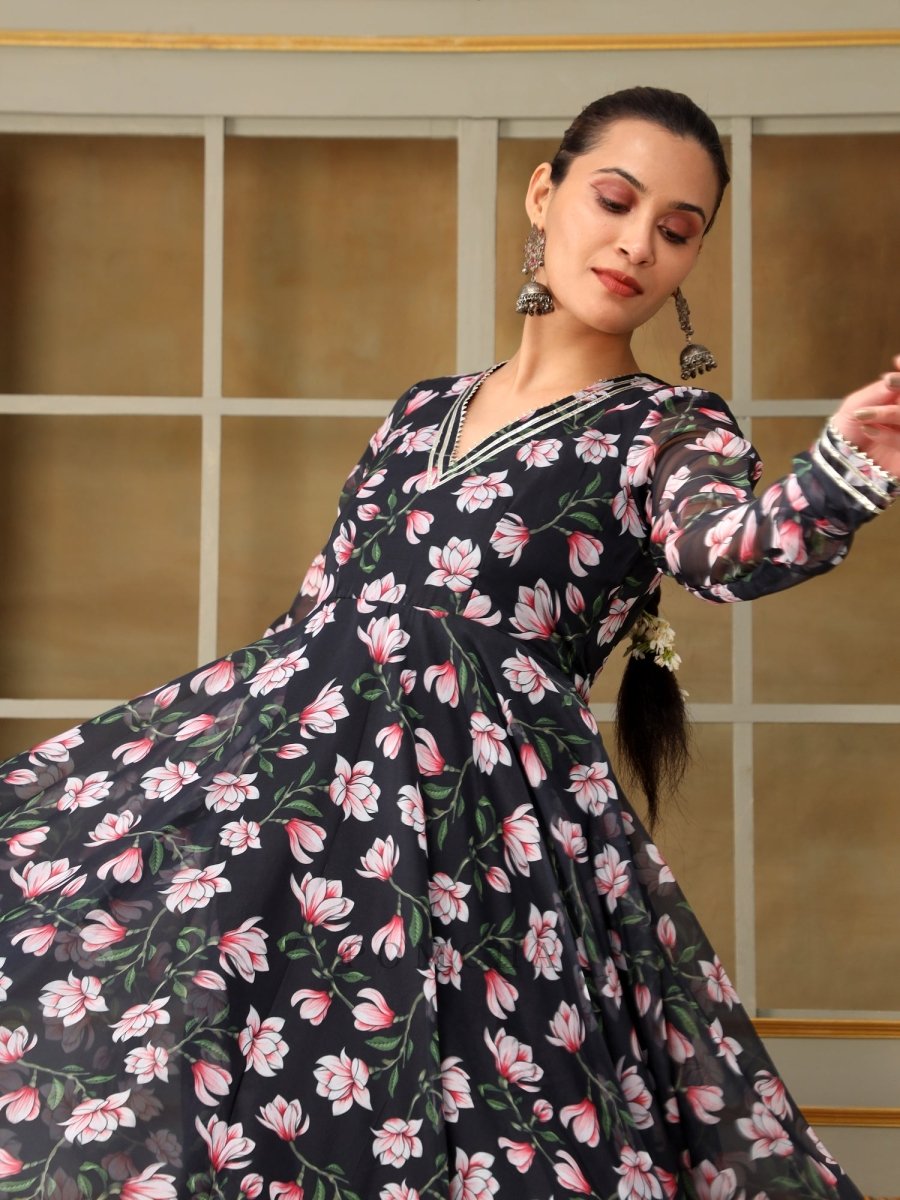 SAADGI PINK LOTUS ANARKALI SET - Pomcha Jaipur