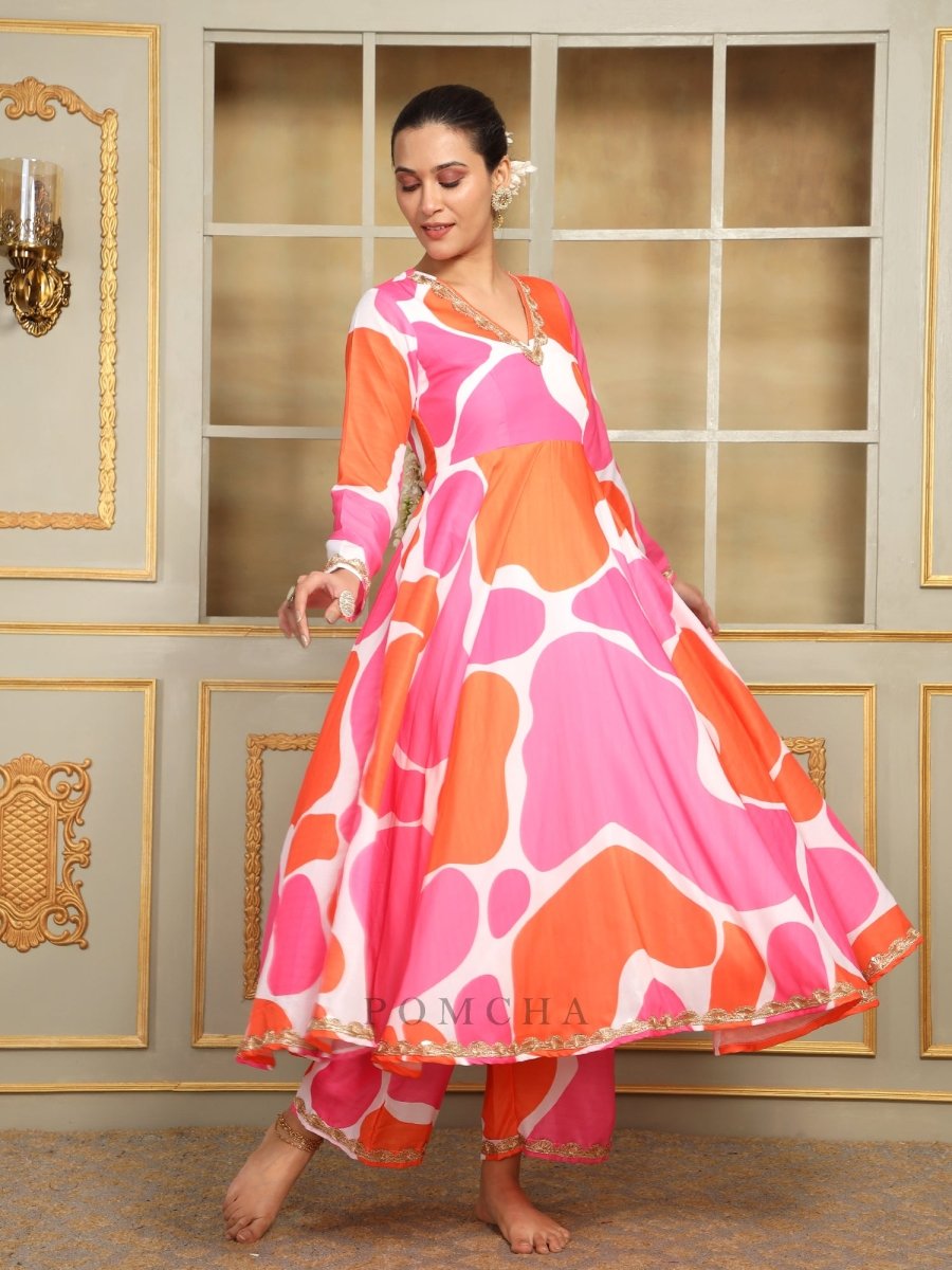 SAADGI RANGEEN ANARKALI SET - Pomcha Jaipur