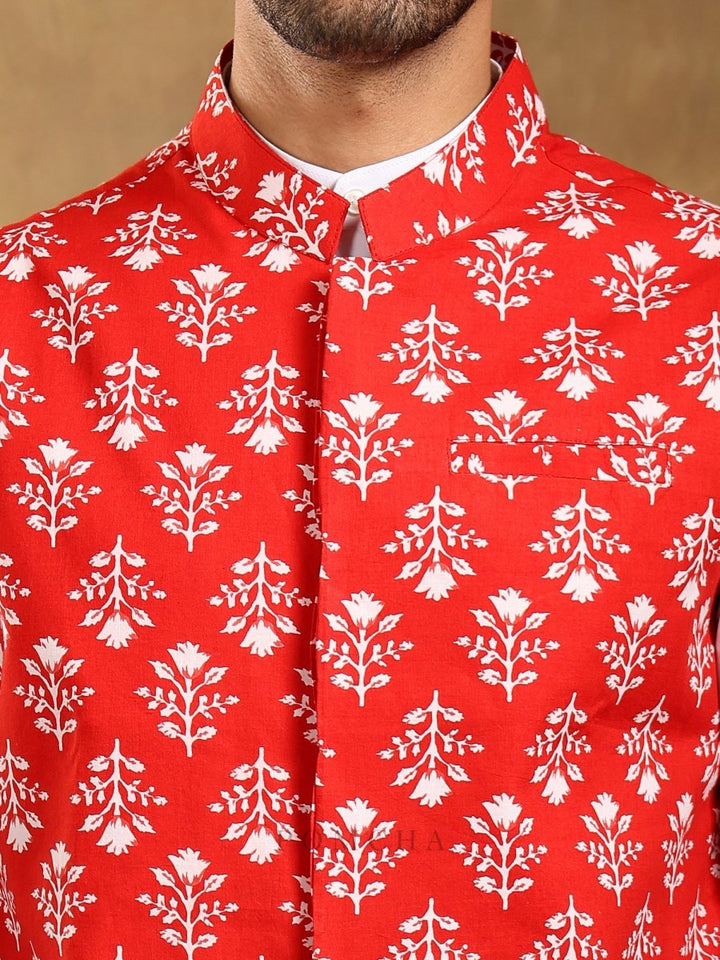 SADABAHAR SURUKH COTTON HAND BLOCK BANDI SET - Pomcha Jaipur