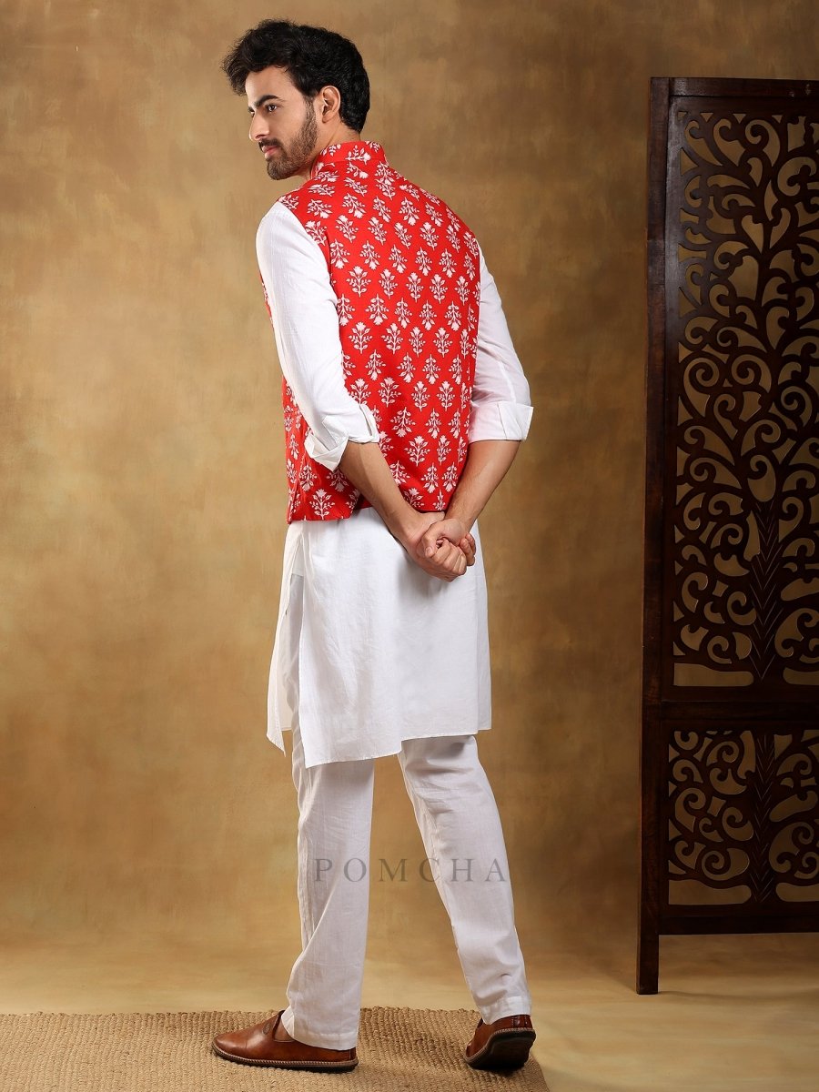 SADABAHAR SURUKH COTTON HAND BLOCK BANDI SET - Pomcha Jaipur