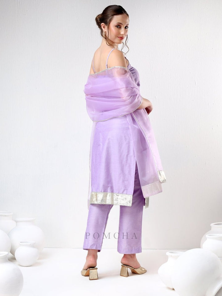 SADABHAR LILAC COTTON SILK SUIT SET - Pomcha Jaipur