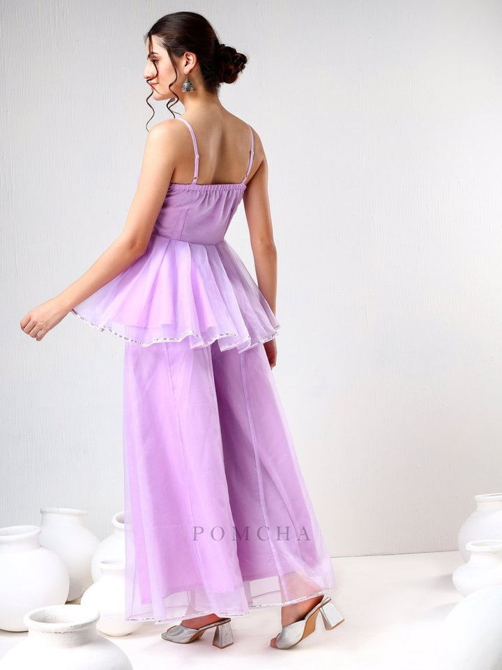 SADABHAR LILAC ORGANZA COORD SET - Pomcha Jaipur