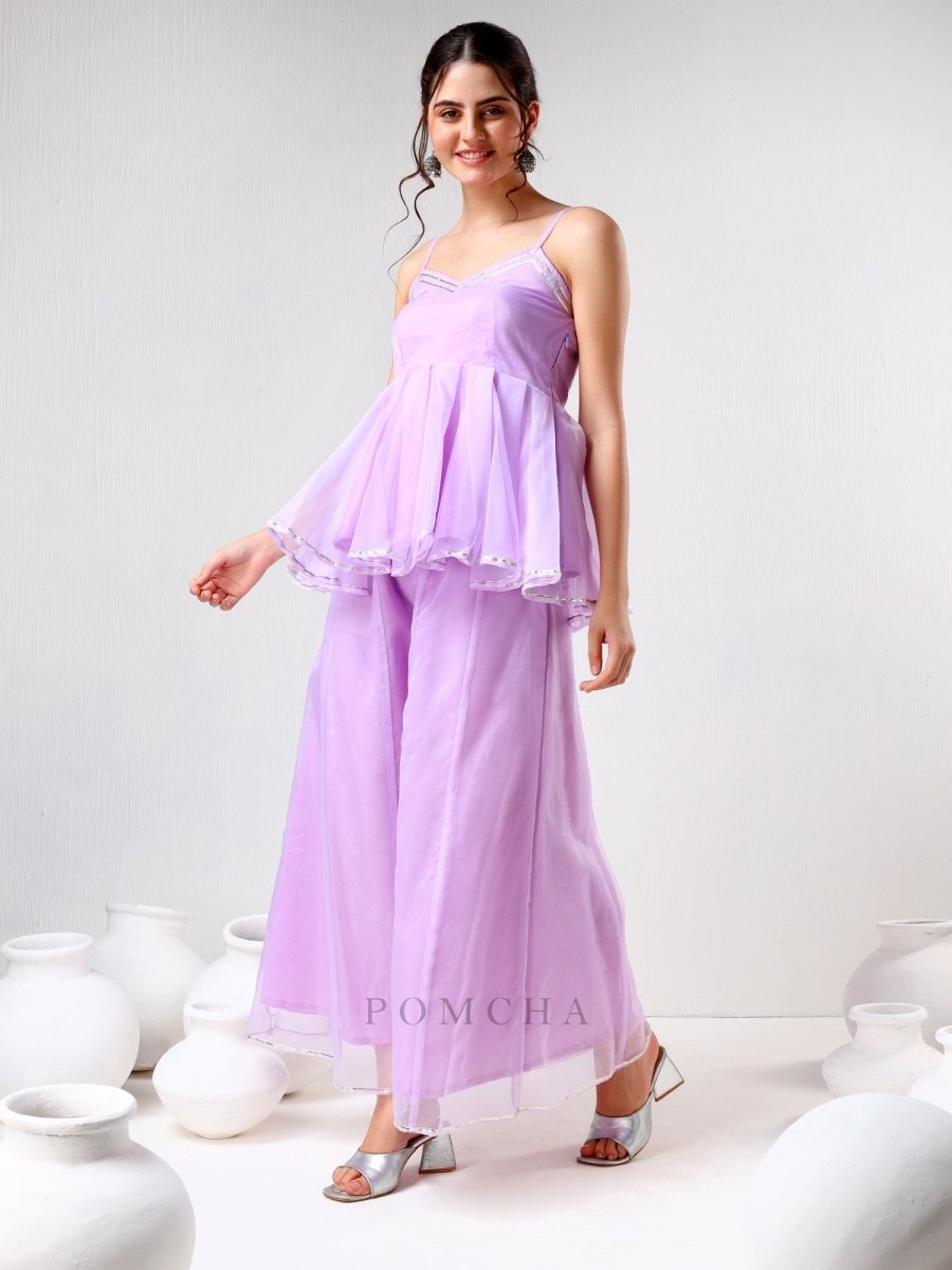 SADABHAR LILAC ORGANZA COORD SET - Pomcha Jaipur