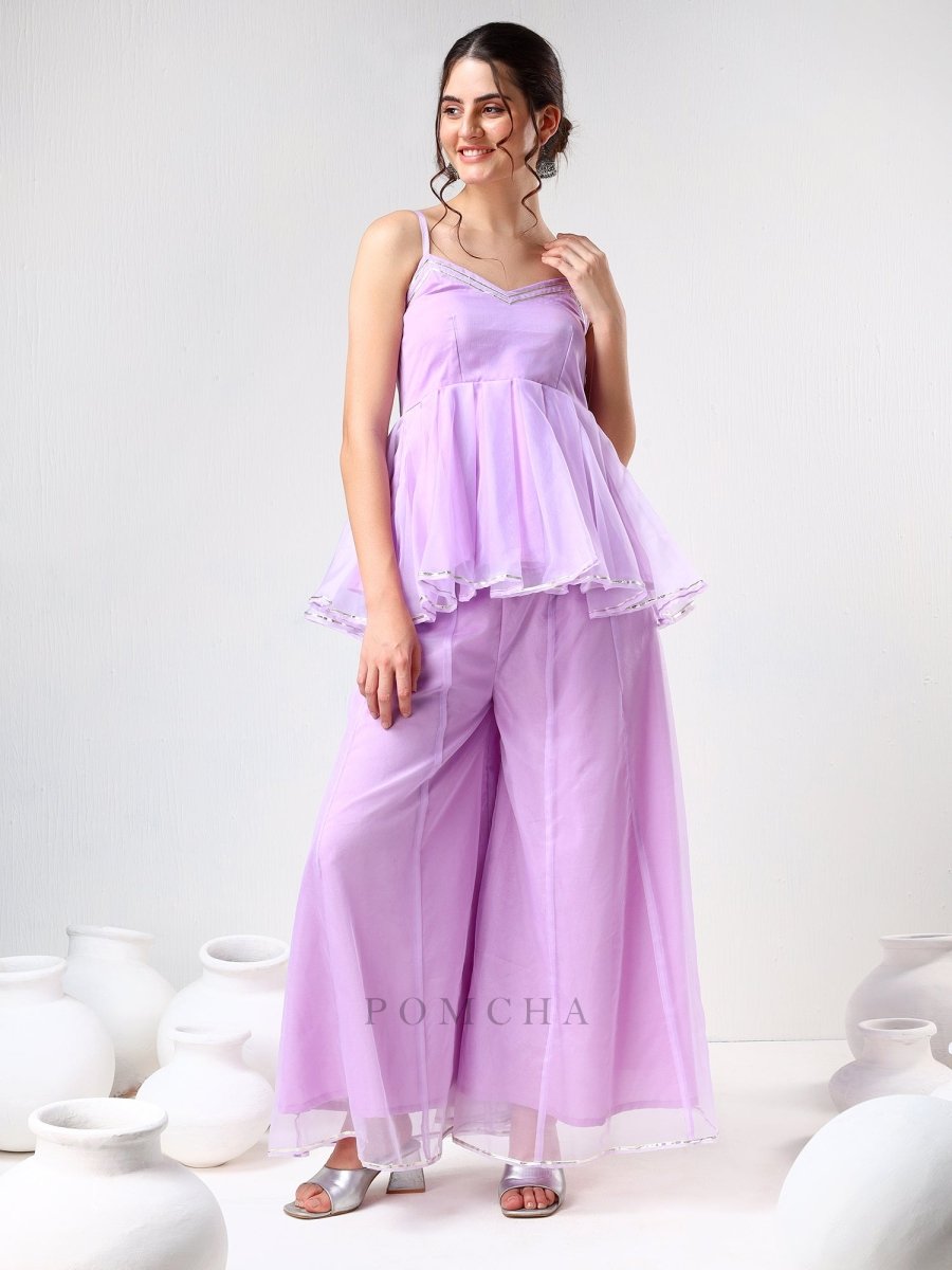 SADABHAR LILAC ORGANZA COORD SET - Pomcha Jaipur
