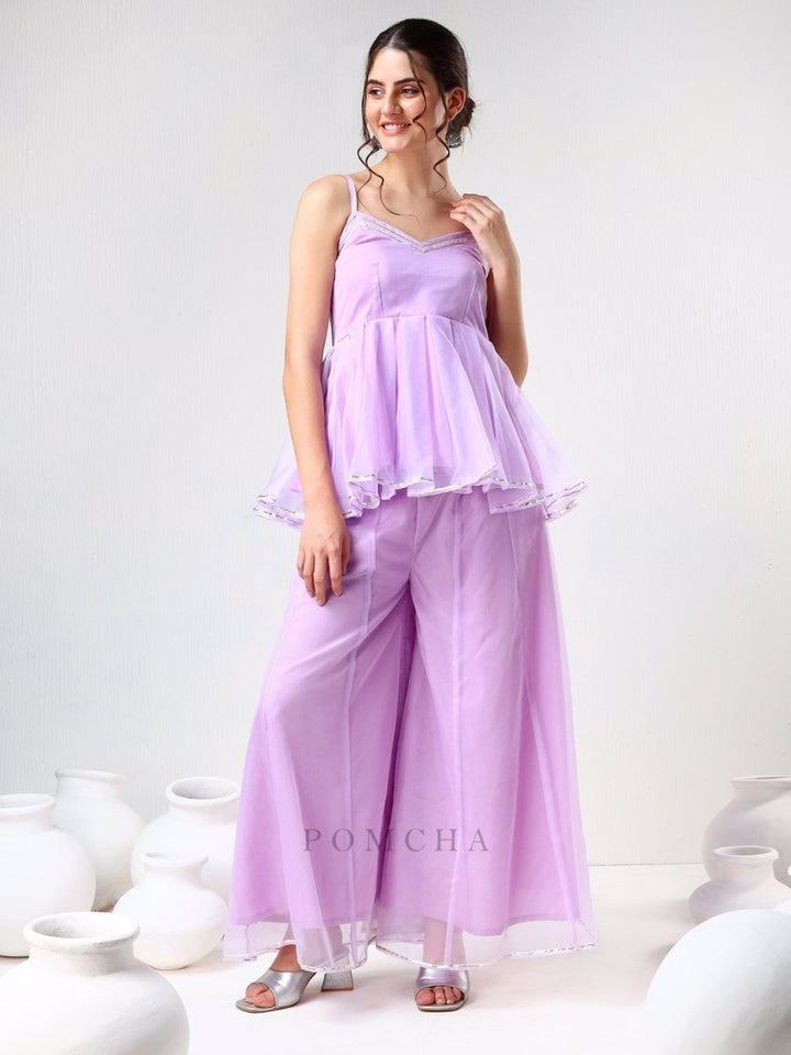 SADABHAR LILAC ORGANZA COORD SET - Pomcha Jaipur