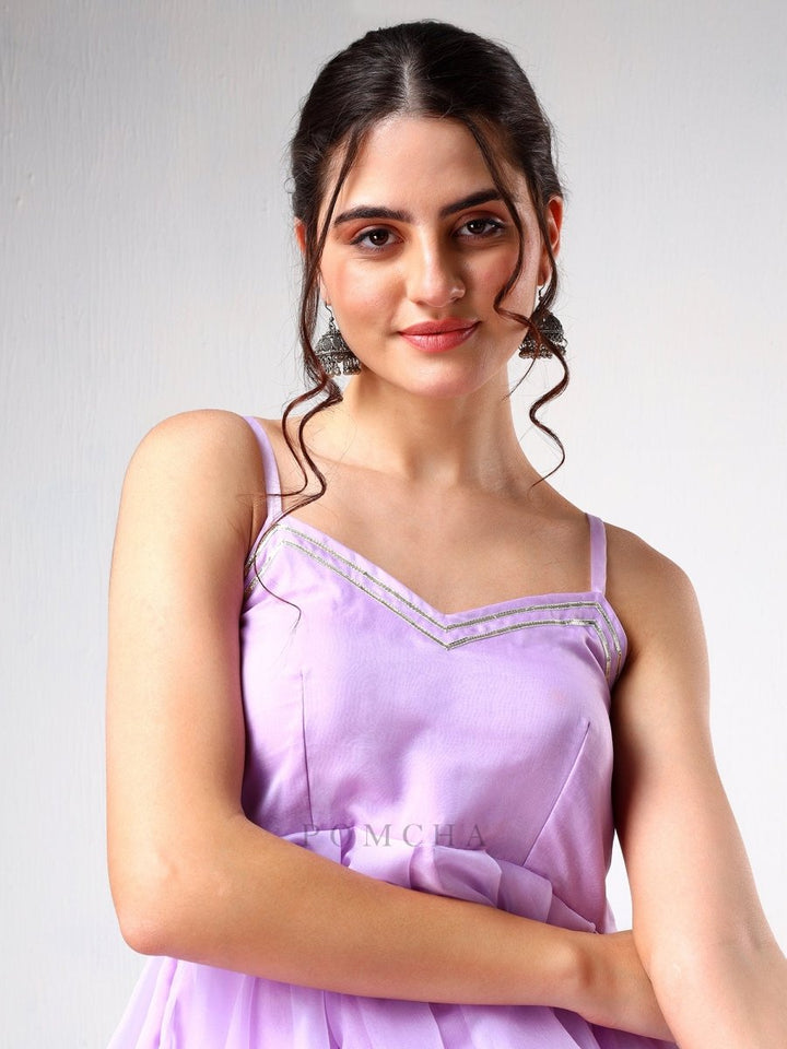 SADABHAR LILAC ORGANZA COORD SET - Pomcha Jaipur